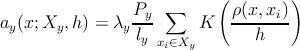                            (        )
                 Py- ∑       ρ(x,xi)-
ay(x;Xy, h) = λy ly      K      h
                    xi∈Xy
